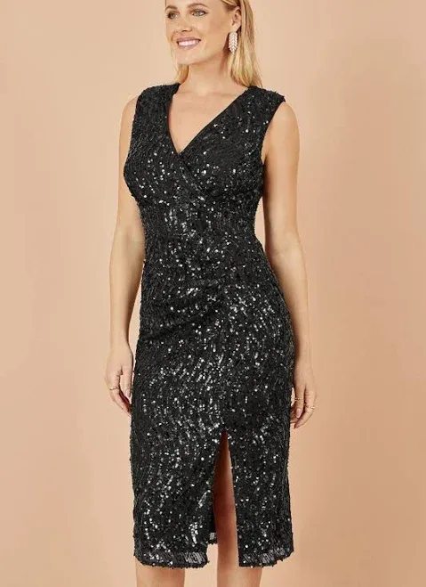 Yumi Women's Sequin Fitted Wrap Dress