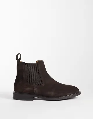 Mango 100% suede chelsea boot in dark brown