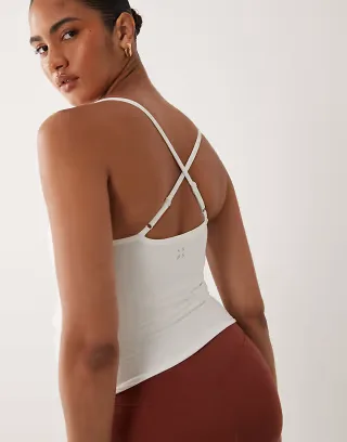 4505 Maternity soft touch scoop neck tank top with shelf bra and adjustable straps in white