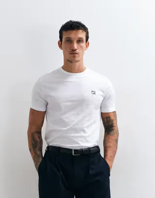 French Connection stacked logo t-shirt in white