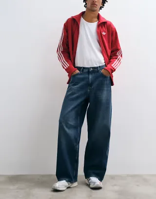 ASOS DESIGN baggy jeans in dark wash blue with tint