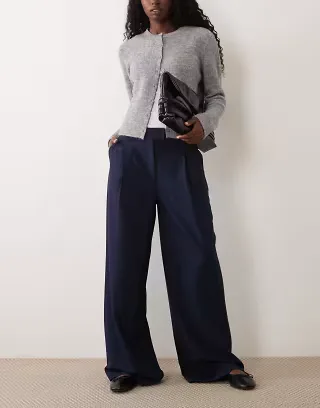 ASOS DESIGN Tailored low rise menswear inspired pants in navy
