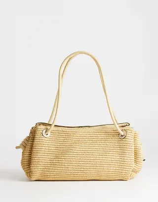 Topshop Miller straw shoulder bag in natural