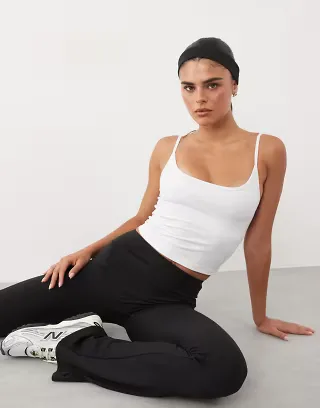 4505 Soft Touch yoga cami with adjustable straps in white