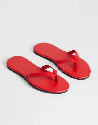 Topshop Sky real leather toe thong sandals in red