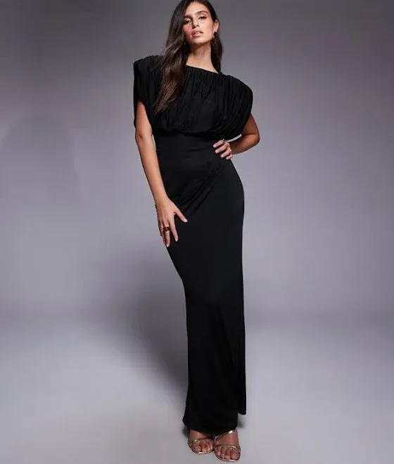 ASOS DESIGN – Structured Shoulder Maxi Dress Women – Polyester/Elastane