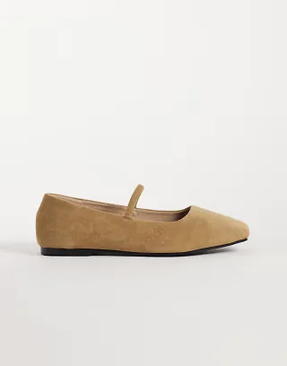 RAID Aylani faux suede square toe ballet flats in sand