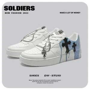 Original Niche Casual Sneakers for Men, Hong Kong Style Thick-Soled White Men's Shoes, 2024 New Trendy Shoes