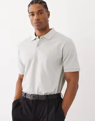 ASOS DESIGN Essentials regular fit polo shirt in gray piqué