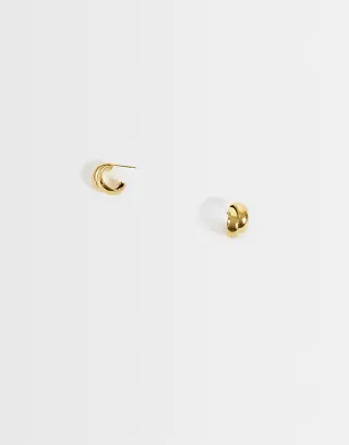 ASOS DESIGN waterproof stainless steel cross-over hoops in gold tone