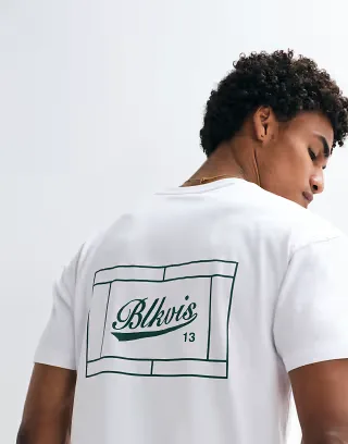 BLKVIS court short sleeve T-shirt with back graphic in white
