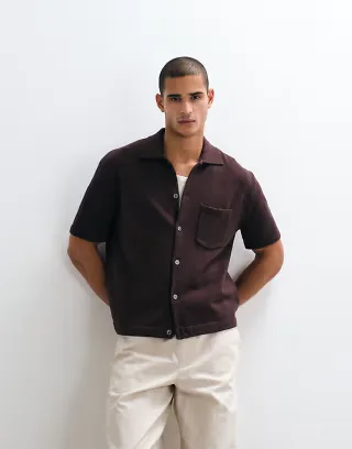 ARKET textured knit shirt in chocolate brown