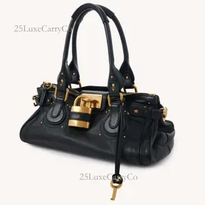 Chloslys Designer Shoulder Bags for Women - Grain Leather Crossbody Handbag with Retro Lock - Paddington Style Handheld