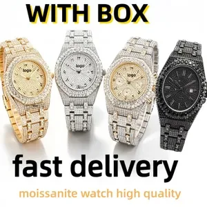 Moissanite Mechanical Watch for Men and Women, Honeycomb Inlay, VVS Moissanite, Hip Hop Ice Crystal Design, Luxury Style