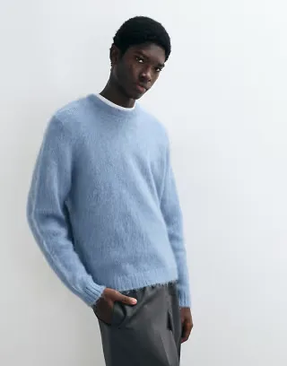 ASOS DESIGN oversized knitted mohair sweater in light blue