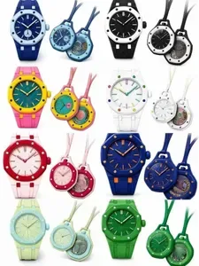Colorful Octagon Pocket Watches - Unisex Designer Watches for Men Women, Stylish Minimalist Quartz Pendant Watches, Perf