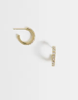 Kingsley Ryan 14mm gemset hoops in 14ct gold plated