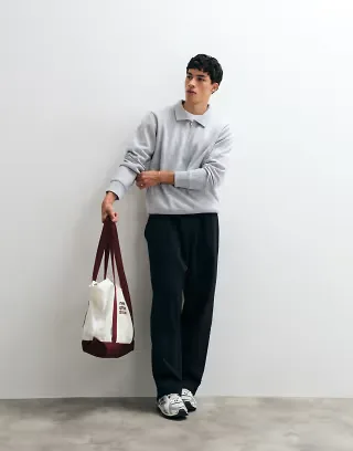 Jack & Jones quarter zip collared sweatshirt in gray