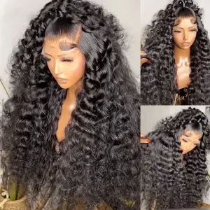 Loose Deep Wave Human Hair Wigs for Women - 13x4 Transparent HD Lace Frontal - Pre-Plucked Glueless Black Wigs