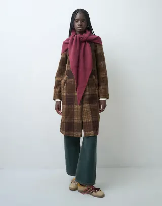 Pieces large triangle scarf in burgundy