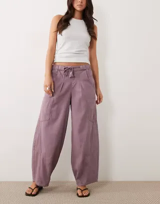 ASOS DESIGN volume laundered utility pants in washed lilac