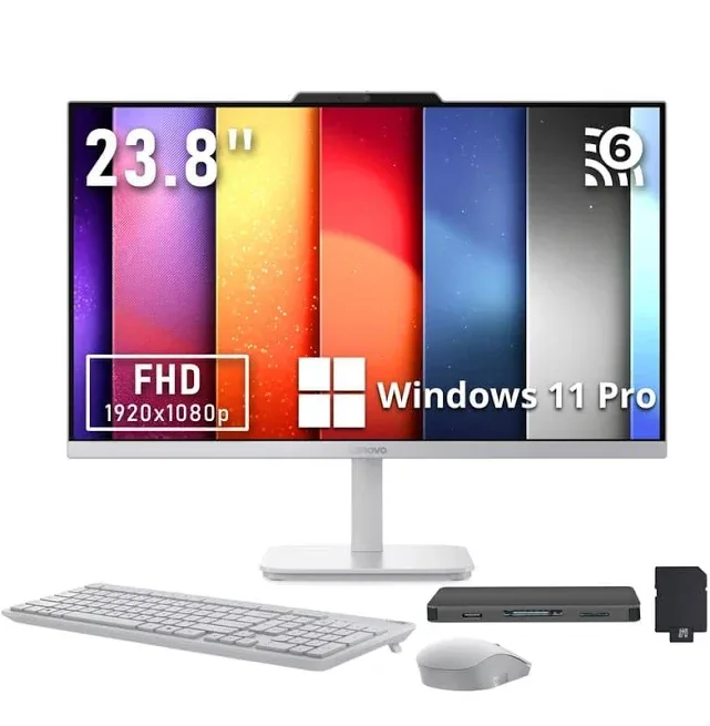 Lenovo - Upgraded - 23.8" FHD All-in-One Desktop,Intel N100,16GB RAM,2TB SSD+1TB Docking Station,Intel UHD Graphics,Win
