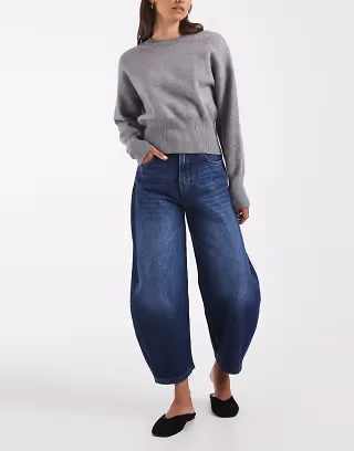 ASOS DESIGN Awkward crop jean in mid wash