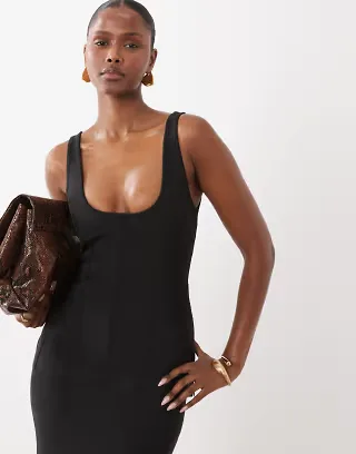 ASOS DESIGN scoop neck bandage corset top in black