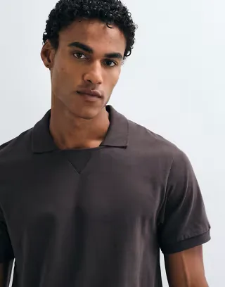 ASOS DESIGN polo with collar detail in brown