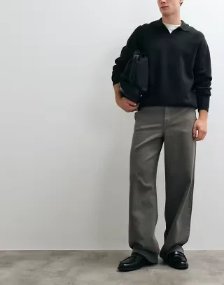 ASOS DESIGN baggy trouser in gray twill