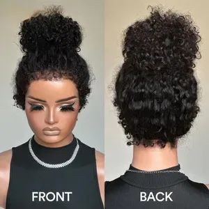 Black Curly Human Hair Wigs - 13x4 & 13x6 HD Lace Frontal 360 Full Lace Brazilian Wigs with Baby Hair - 4C Edge Kinky Cu