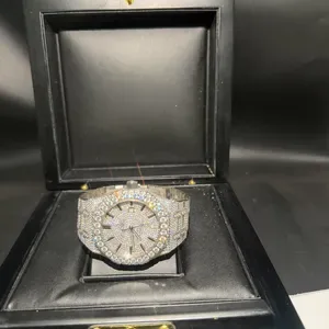 High-Quality VVS Handmade Custom Full Iced Out Moissanite Diamond Watch Luxury Designer stainless steel automatic Men's