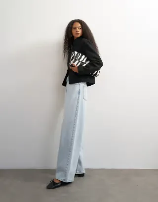 Topshop low rise baggy boyfriend jean in bleach - LBLUE
