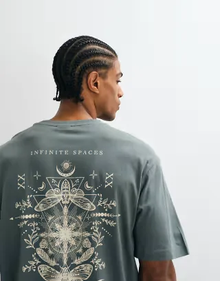 ONLY & SONS oversized fit T-shirt with harmony back print in deep green