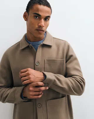 Threadbare multi pocket detail shirt in mocha brown