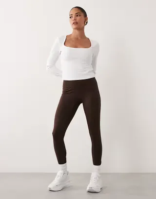 4505 Petite Icon soft touch high waist yoga leggings in chocolate