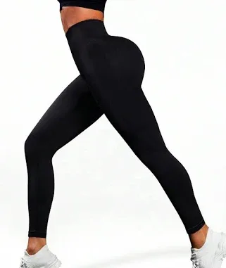 Black Seamless High Waist Athletic Leggings Women's Gym Yoga Pants Sports Activewear Bottoms,M