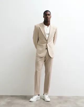 ASOS DESIGN FlexMax? slim suit in stone