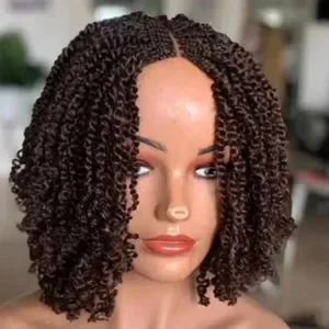 Kinky Twisting Short Wig Lace Front Wig Short Passion Twist Wig with Baby Hair Lace Front Knotless Braided Twist Wig for