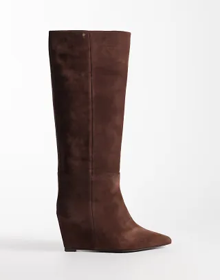 Bronx Selin-a wedge heel knee boots in coffee bean