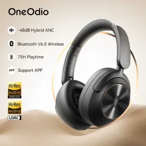 Oneodio Focus A6 Wireless Over-Ear Headphones - 48dB Hybrid Active Noise Cancelling with Mic - Hi-Res Audio - 60 Hour Ba