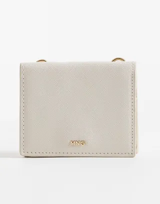 Mango card holder with strap in cream