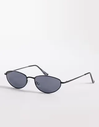 ASOS DESIGN metal oval sunglasses in matte black