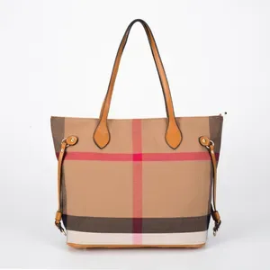 Luxury Bag 2025 New Large capacity commuting tote bag for women canvas classic plaid handbag for women