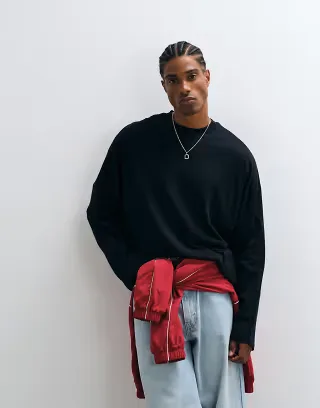 ASOS DESIGN oversized long sleeve t-shirt in black