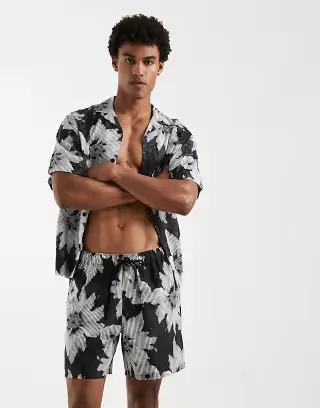 ASOS DESIGN set with floral print in black