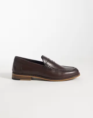ASOS DESIGN penny loafers in brown leather