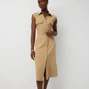 White House Black Market Petite Belted Midi Shirt Dress