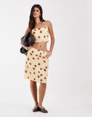 ASOS DESIGN midi slip skirt in blurred polka dots - part of a set
