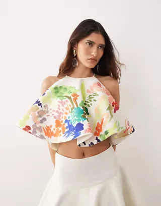 ARRANGE halter top in abstract painterly print - part of a set